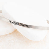 Wholesale jewelry 18K Gold PVD Enjoy the Journey Engraved Bangle Bracelet- stainless studio