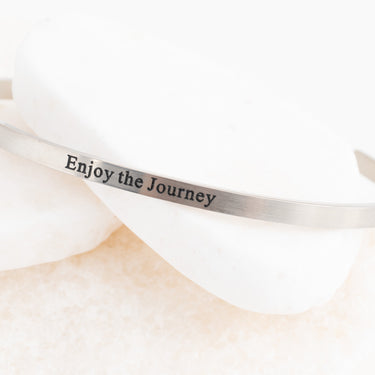 Wholesale jewelry 18K Gold PVD Enjoy the Journey Engraved Bangle Bracelet- stainless studio