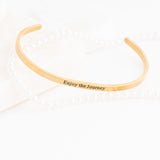 Wholesale jewelry 18K Gold PVD Enjoy the Journey Engraved Bangle Bracelet- gold studio
