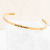 Wholesale jewelry 18K Gold PVD Enjoy the Journey Engraved Bangle Bracelet- gold studio
