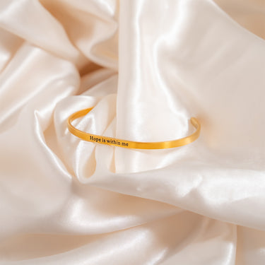 Gold / 18K Gold PVD Stainless Steel Hope is within me Bracelet / BRJ1040