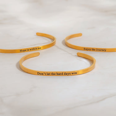 Gold / 18K Gold PVD Stainless Steel Hope is within me Bracelet / BRJ1040