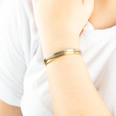 Wholesale jewelry 18K Gold PVD Hope within Me Engraved Bangle Bracelet- gold and stainless model
