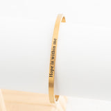 Wholesale jewelry 18K Gold PVD Hope within Me Engraved Bangle Bracelet- gold studio