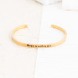 Wholesale jewelry 18K Gold PVD Hope within Me Engraved Bangle Bracelet- gold studio