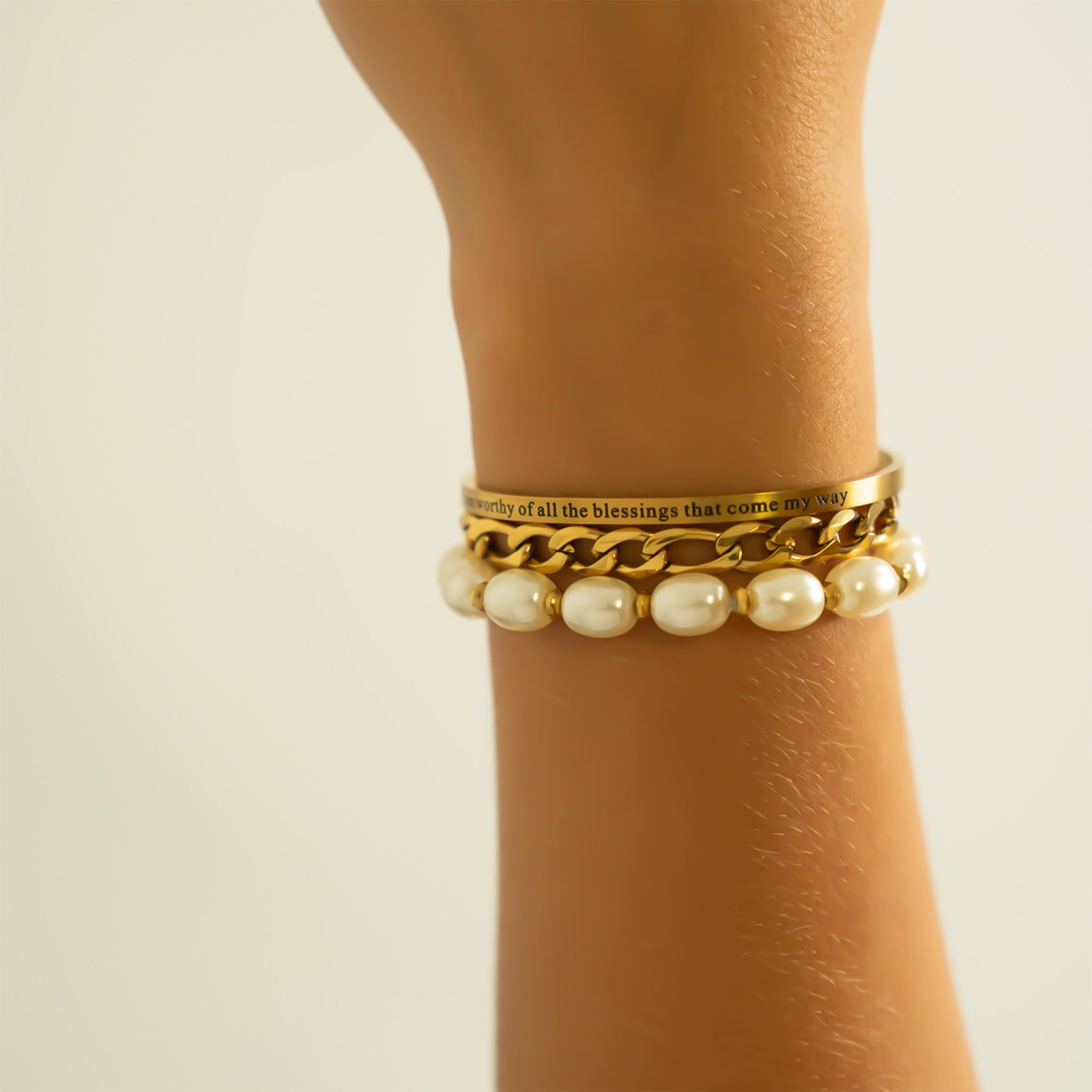 18K Gold PVD I am worthy of all the blessings that come my way / BRJ1041 / BRJ9097 / BRJ1088