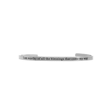 Silver / 8K Gold PVD I am worthy of all the blessings that come my way / BRJ1041