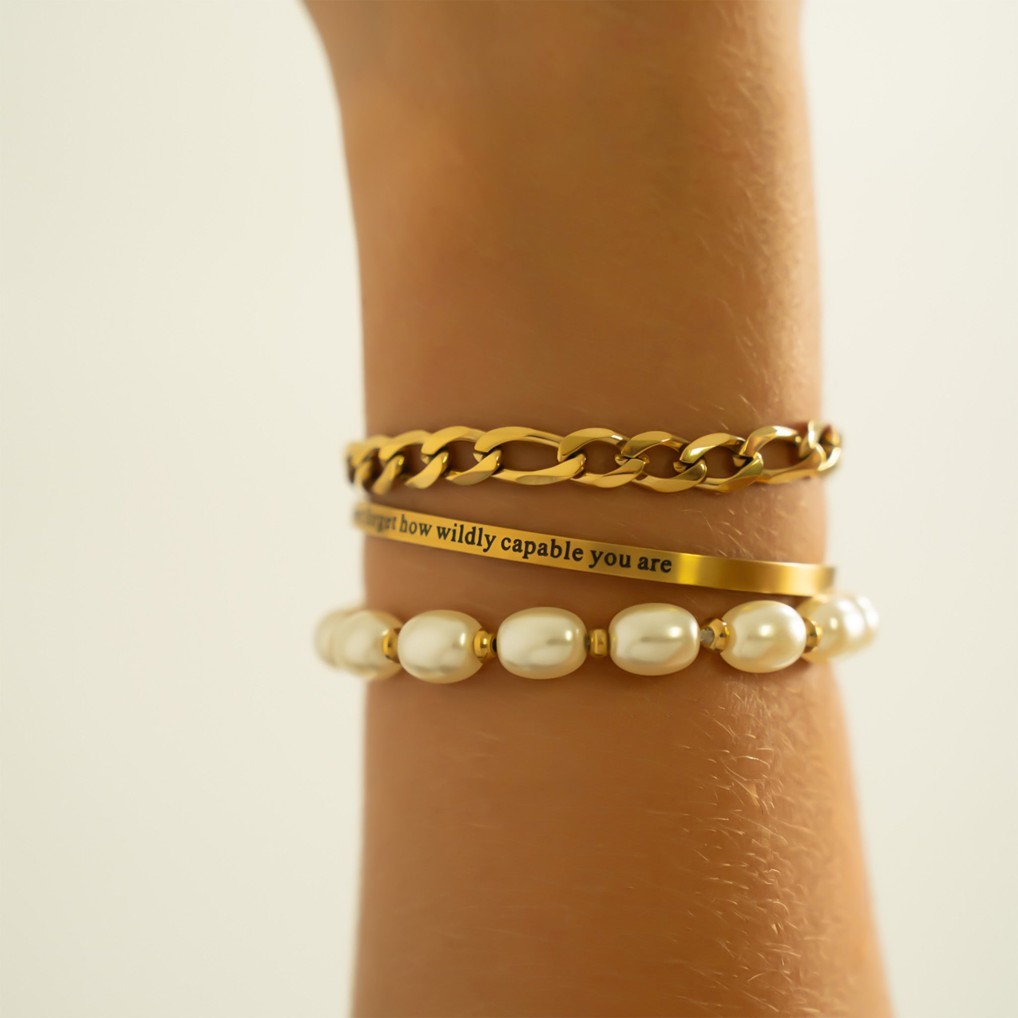 18K Gold PVD "Never forget how wildly capable you are" Bracelet / BRJ1045 / BRJ1088 / BRJ9097