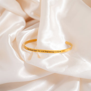 18K Gold PVD "The best time for new beginnings is now" Bracelet