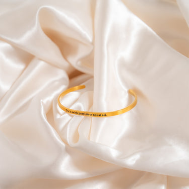 18K Gold PVD "Do it with passion or not at all" Engraved Bangle Bracelet