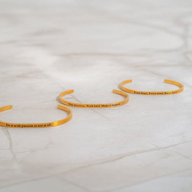 18K Gold PVD "Stay positive. Work hard. Make it happen" Bracelet