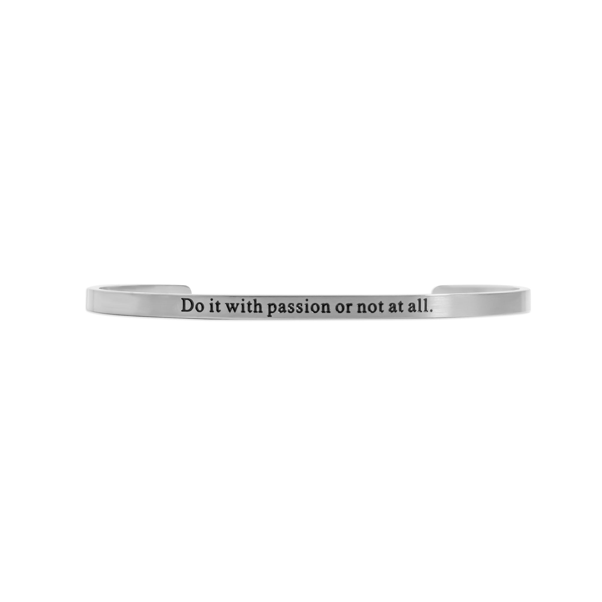18K Gold PVD "Do it with passion or not at all" Engraved Bangle Bracelet