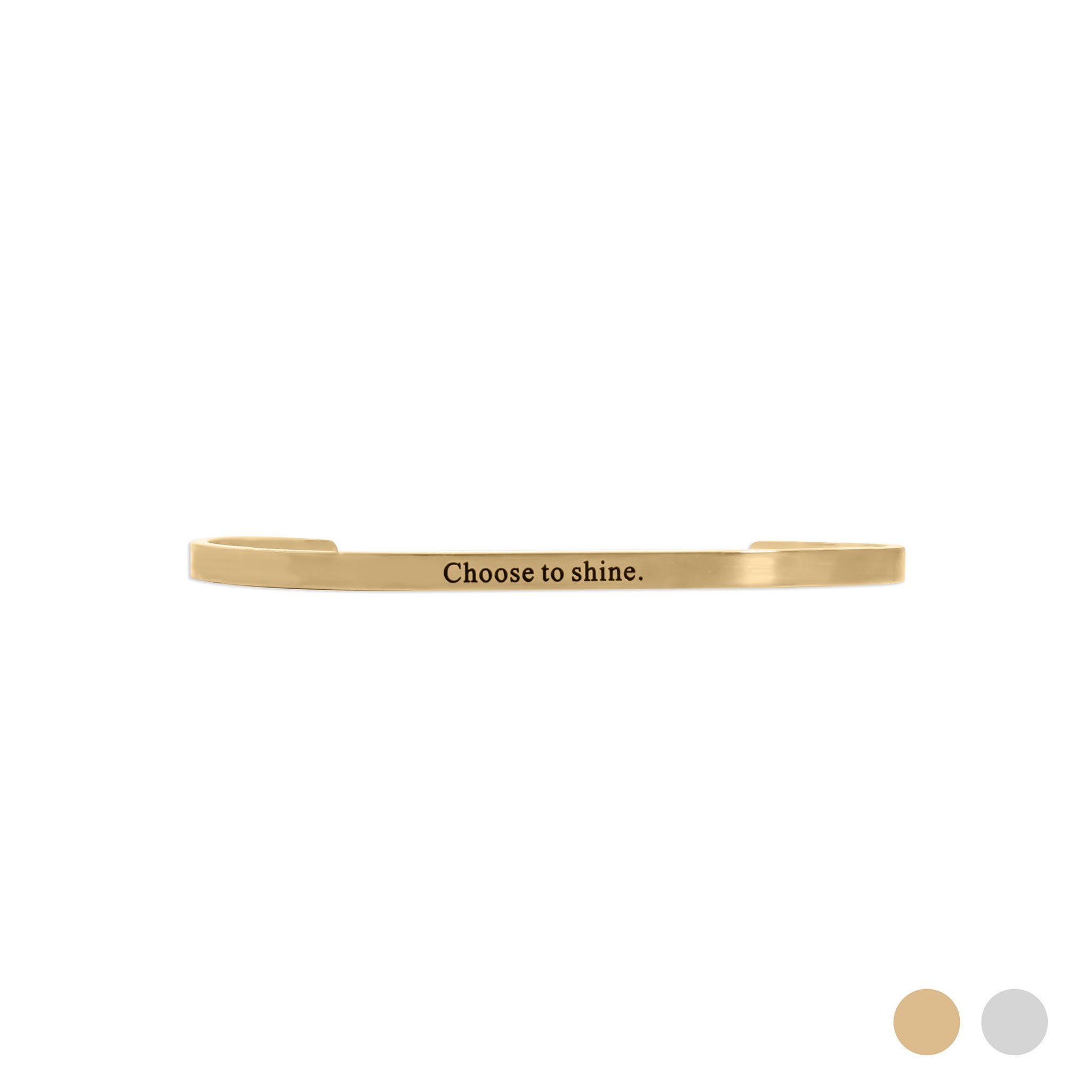 18K Gold PVD Stainless Steel Choose to Shine Engraved Bangle Bracelet