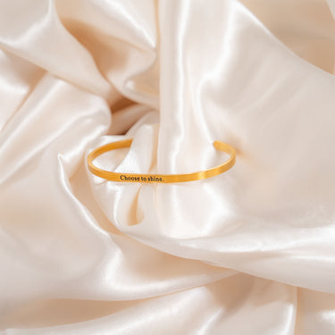 18K Gold PVD Stainless Steel Choose to Shine Engraved Bangle Bracelet