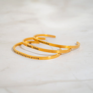 18K Gold PVD Stainless Steel Inhale Exhale Bracelet