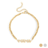18K gold PVD Stainless Steel Mama Beaded Bracelet 