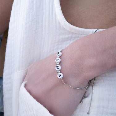 18K gold PVD Stainless Steel Beaded Mama Adjustable Bracelet