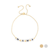 18K gold PVD Stainless Steel Beaded Mama Adjustable Bracelet