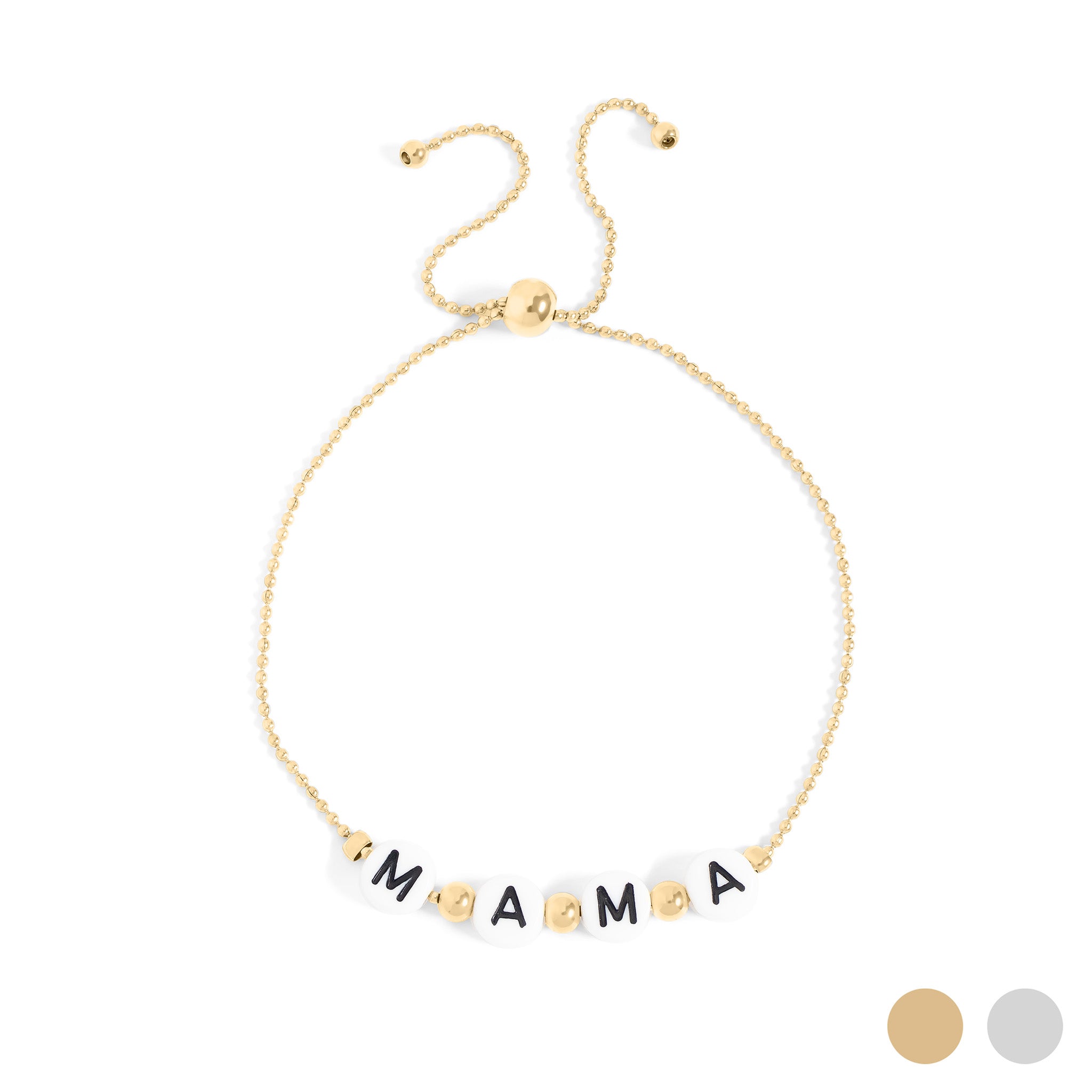 18K gold PVD Stainless Steel Beaded Mama Adjustable Bracelet