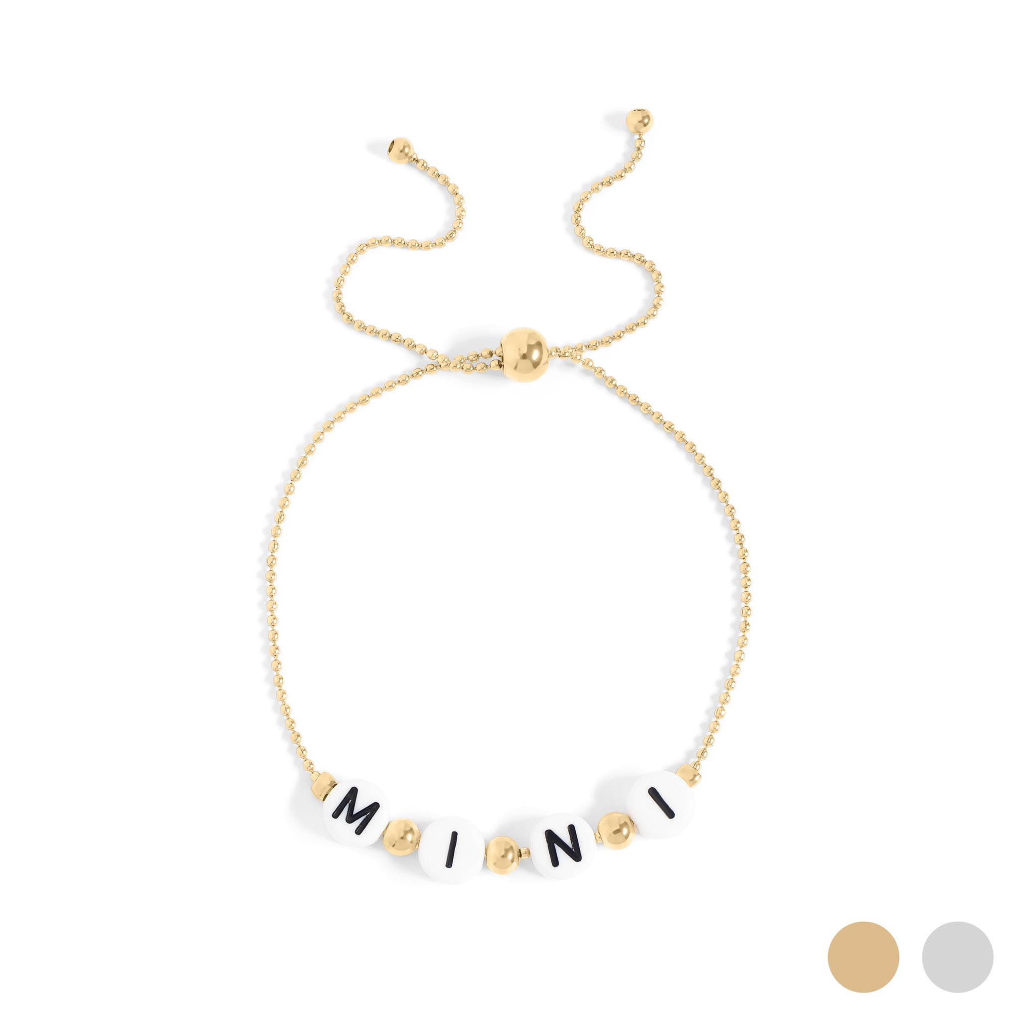 18K gold PVD Stainless Steel Beaded "Mini" Adjustable Bracelet