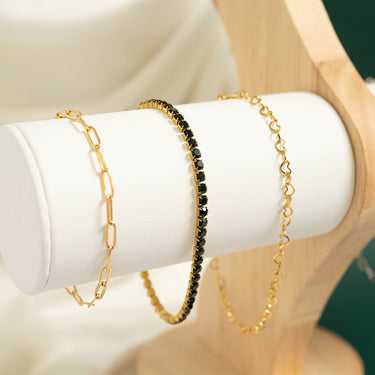 18K Gold PVD Stainless Steel Paperclip Anklet / SBB0325
