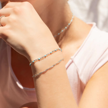 18K Gold PVD Stainless Steel Turquoise Confetti Bracelet / BRJ1061
