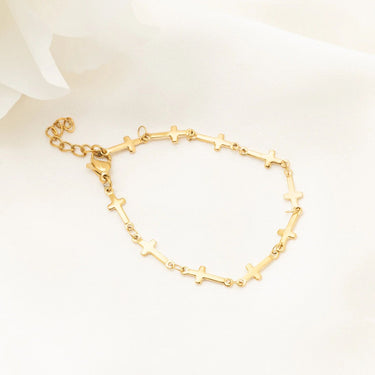 Wholesale jewelry 18K Gold PVD Stainless Steel The Guided Cross Bracelet Gift Set - gold studio 