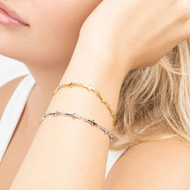 Wholesale jewelry 18K Gold PVD Stainless Steel The Guided Cross Bracelet Gift Set - stainless and gold model 