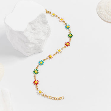 Multi Colored Floral Chain Bracelet 