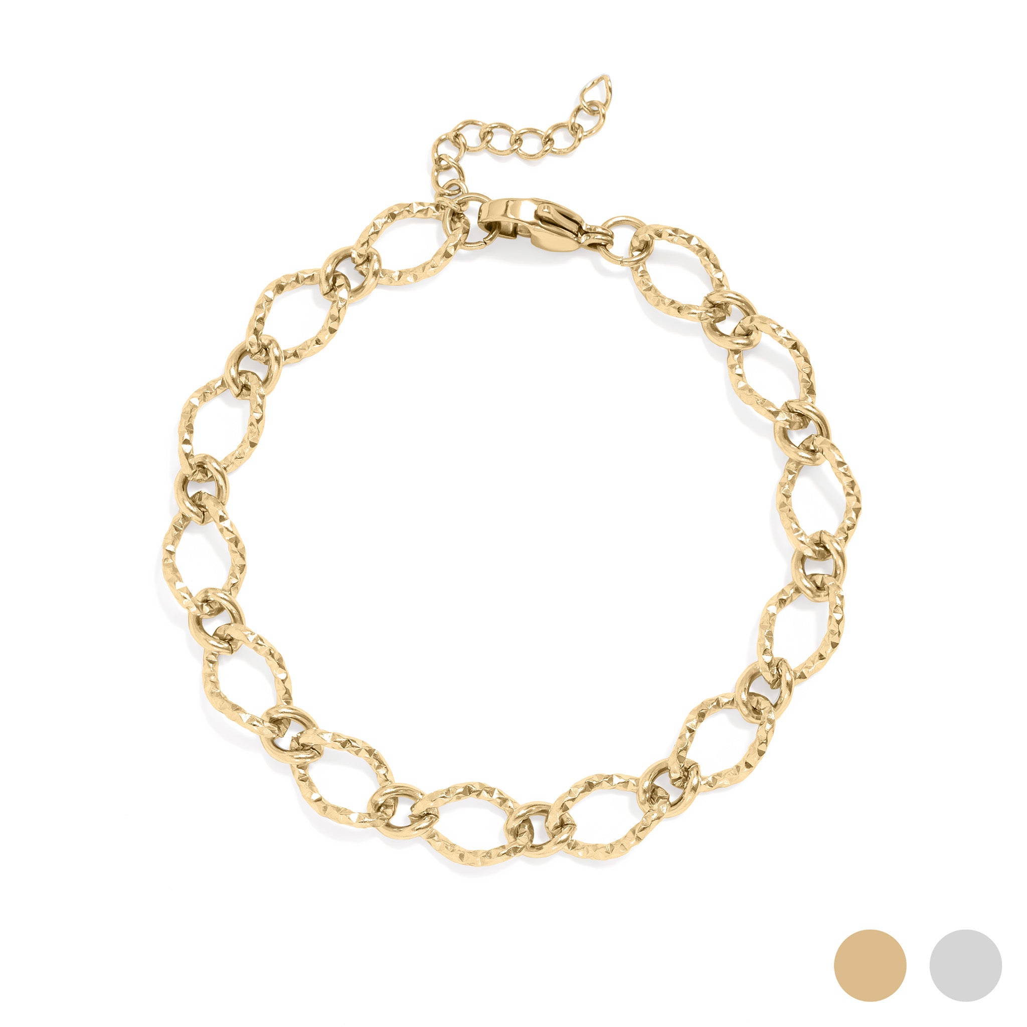 Stainless Steel Hammered Oval Bracelet