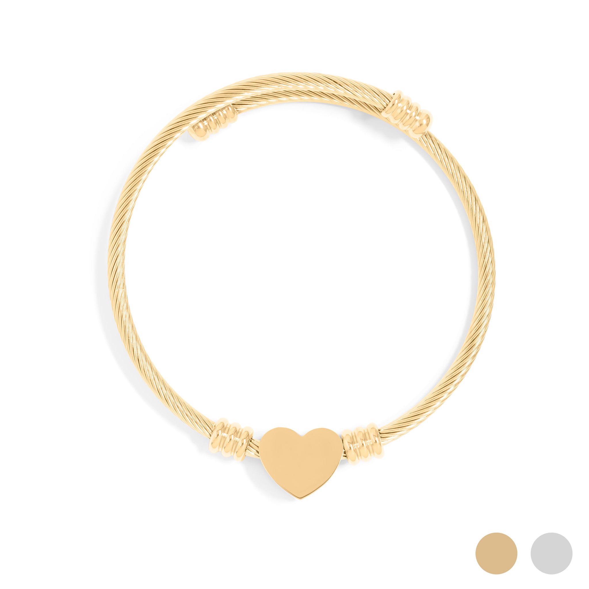 Gold Engravable Heart Cuff Bracelet