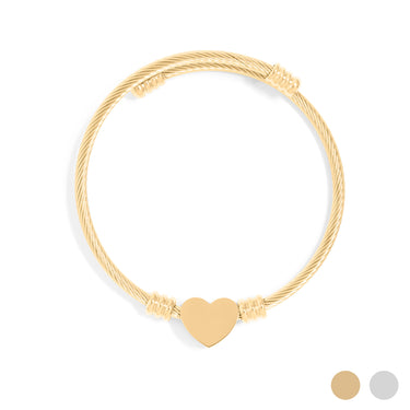 Gold Engravable Heart Cuff Bracelet
