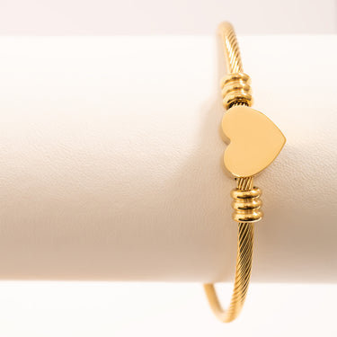 Gold Engravable Heart Cuff Bracelet