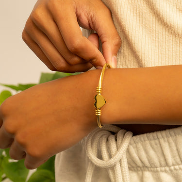 Gold Engravable Heart Cuff Bracelet