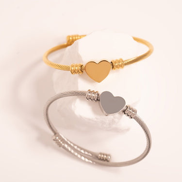 Gold & Silver Engravable Heart Cuff Bracelet