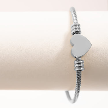 Silver Engravable Heart Cuff Bracelet