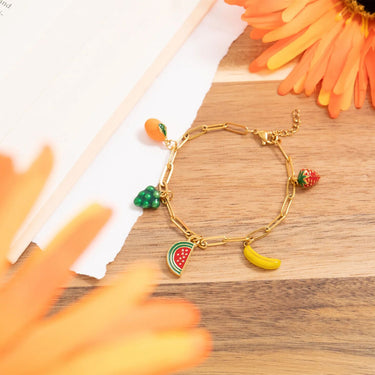 Gold Fruit Charm Bracelet