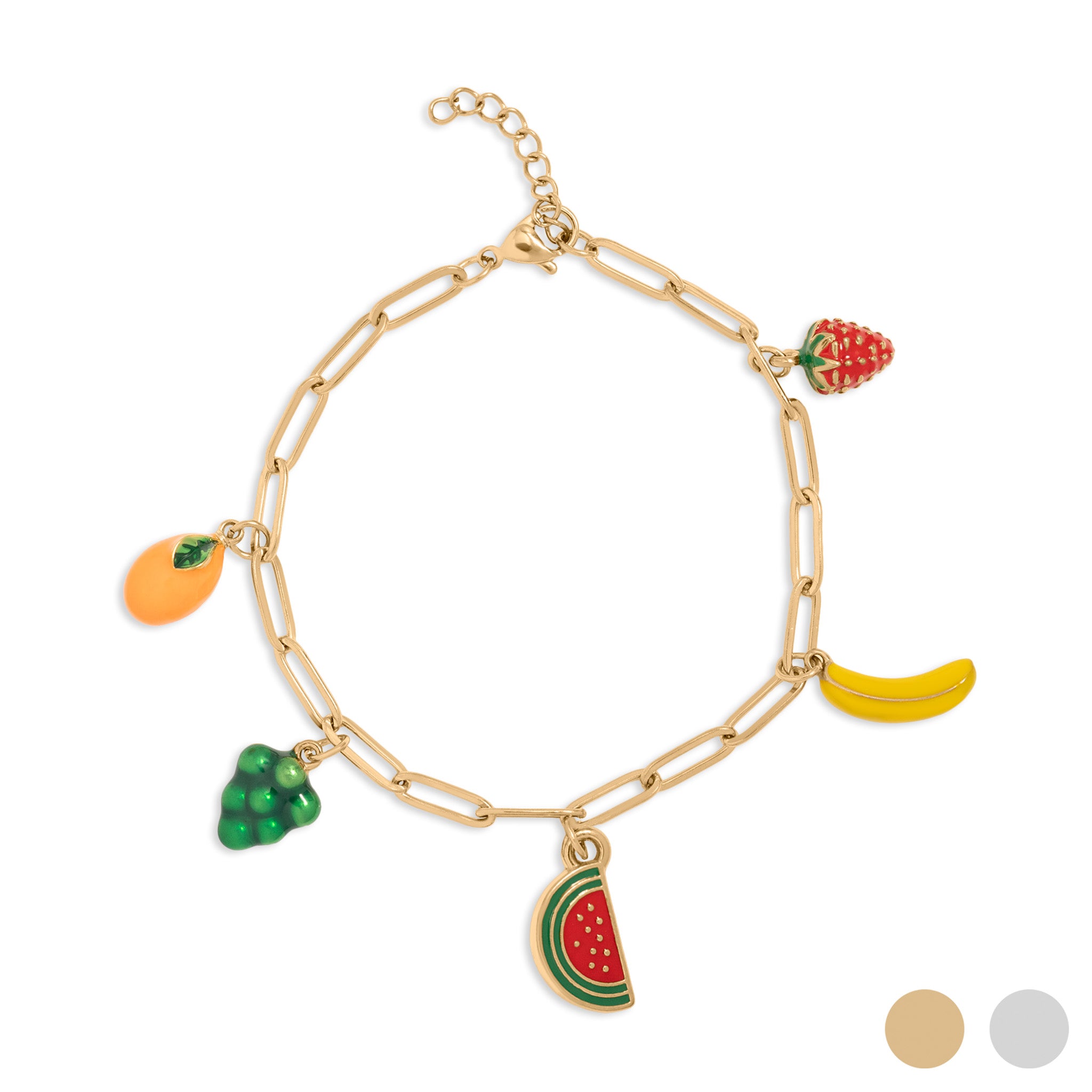 Gold Fruit Charm Bracelet