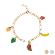 Gold Fruit Charm Bracelet