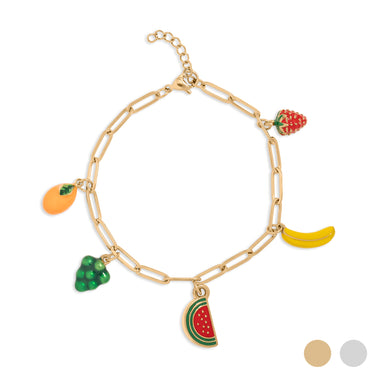 Gold Fruit Charm Bracelet