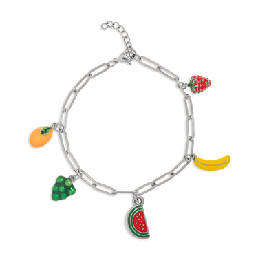 Silver Fruit Charm Bracelet