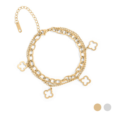 Gold Lucky Clover Charm Bracelet