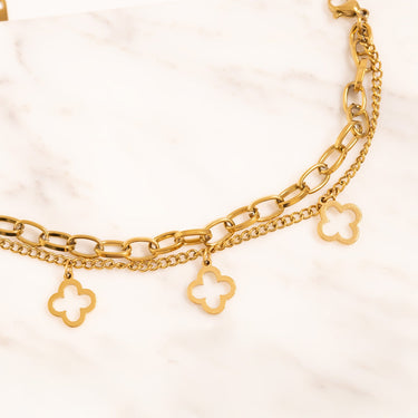 Gold Lucky Clover Charm Bracelet