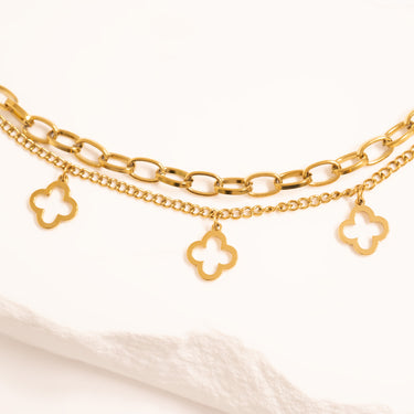 Gold Lucky Clover Charm Bracelet