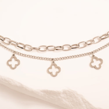 Silver Lucky Clover Charm Bracelet