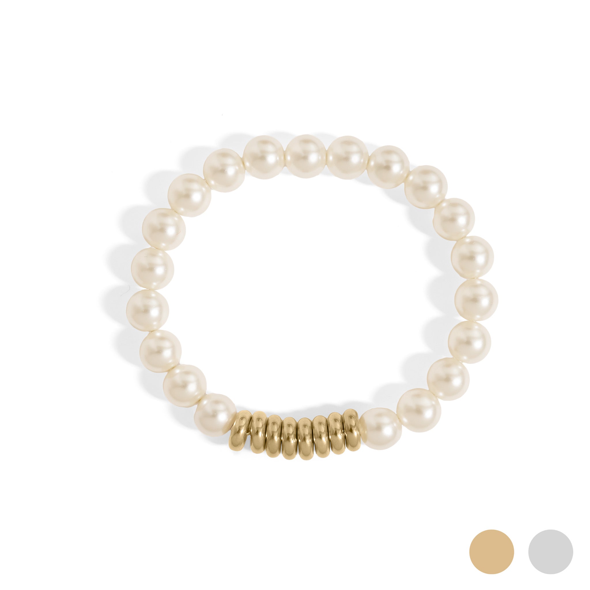 8mm Kiska Glass Pearl Stretch Bracelet