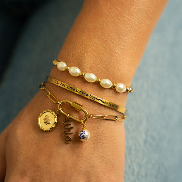 18K Gold PVD "The best time for new beginnings is now" Bracelet