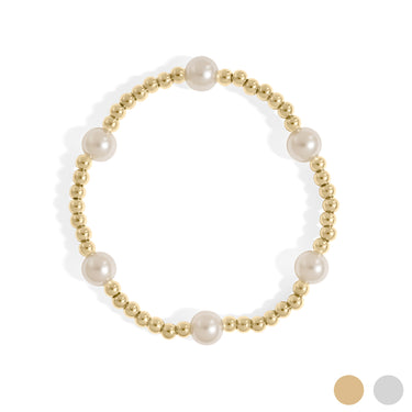 8mm Kiska Glass Pearl Stretch Bracelet