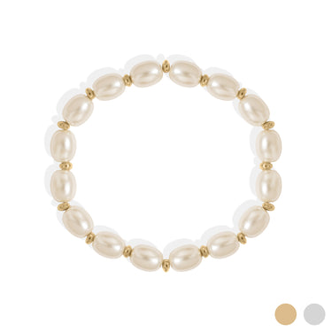8mm Kiska Glass Pearl Stretch Bracelet 