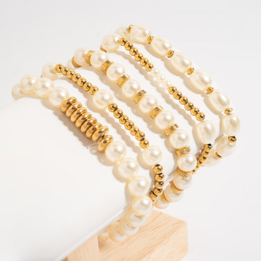 8mm Kiska Glass Pearl Stretch Bracelets